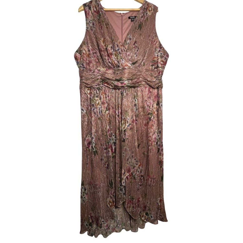 SLNY Baby Doll Floral Party/Wedding  Midi Sleeveless Dress 22W Pink  9455176